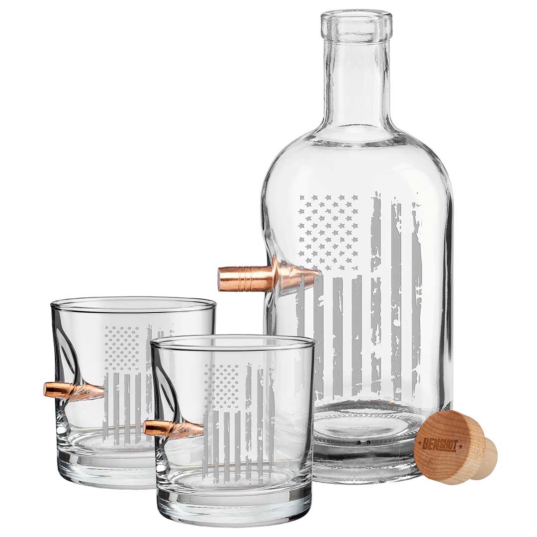 Whiskey Decanter and Rocks Glass Set (2 Styles) - PatriotDepot.com