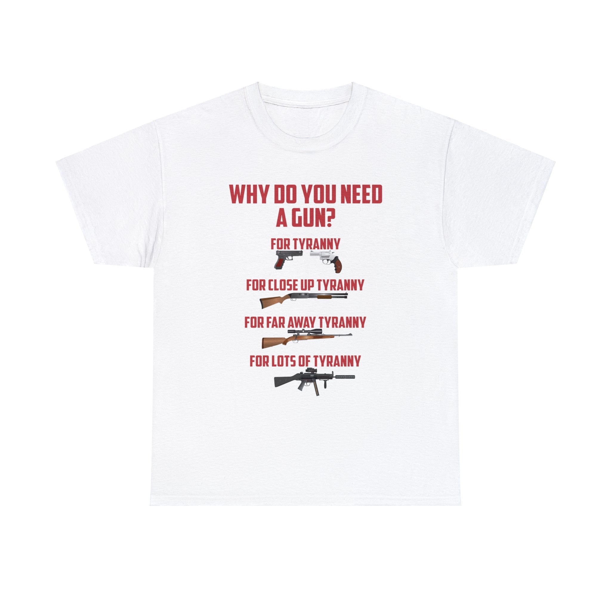 Why Do You Need A Gun? T-Shirt - PatriotDepot.com