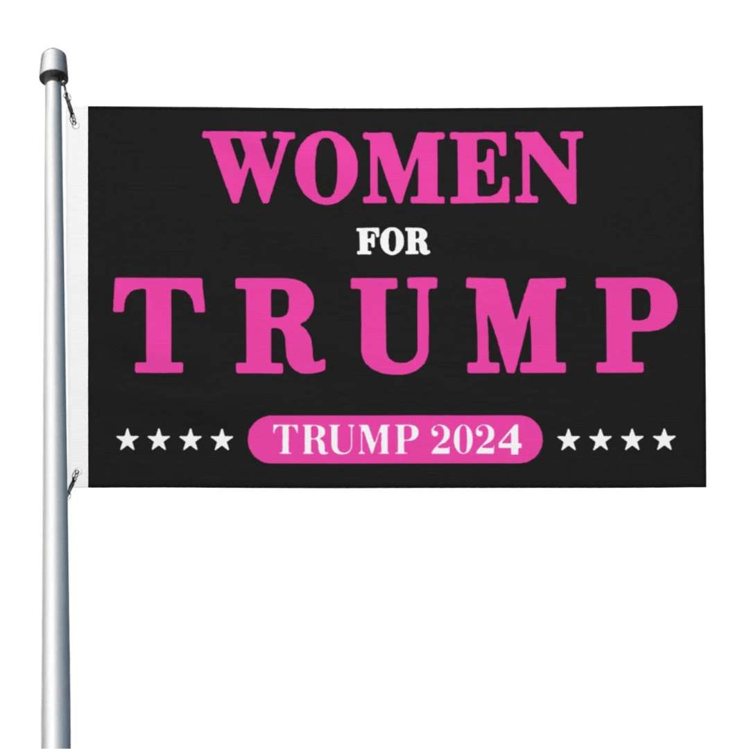 Women For Trump 2024 Black 3'x5' Flag - PatriotDepot.com