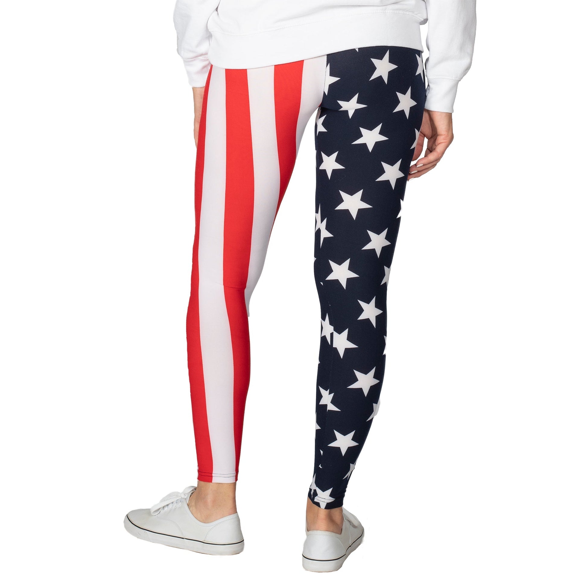 Women's American Flag Patriotic Leggings with Wristband - PatriotDepot.com