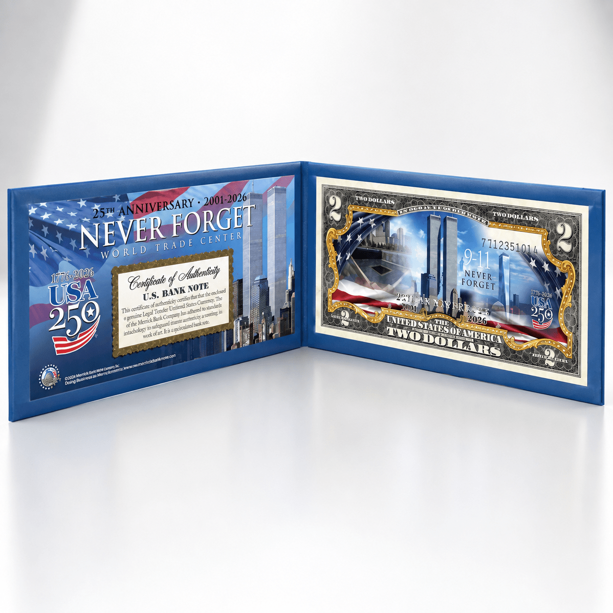 World Trade Center 9/11 25th Anniversary Colorized $2 Bill – Genuine U.S. Legal Tender – America 250 Edition (2001–2026) - PatriotDepot.com