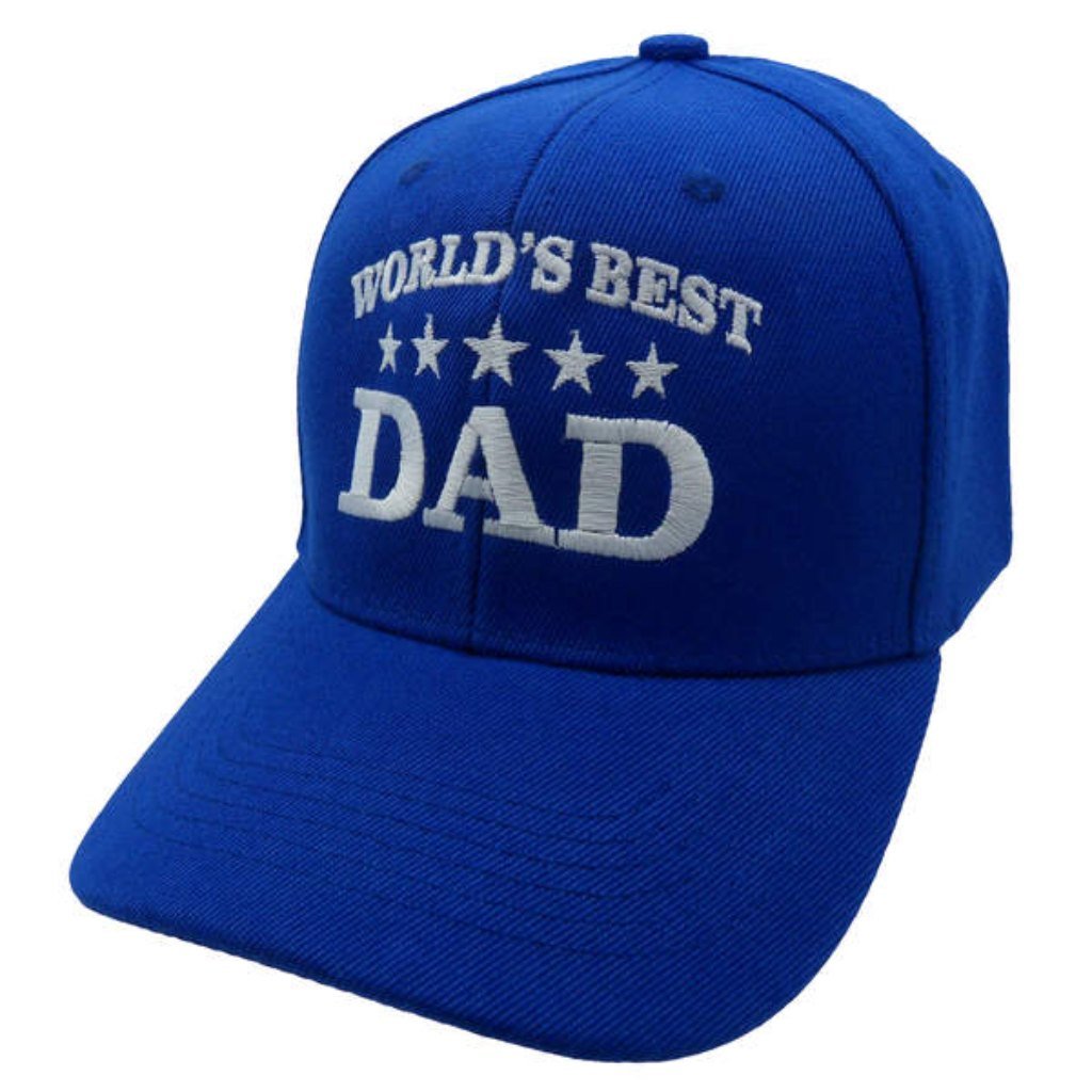 World's Best Dad Custom Embroidered Hat (Blue) - PatriotDepot.com