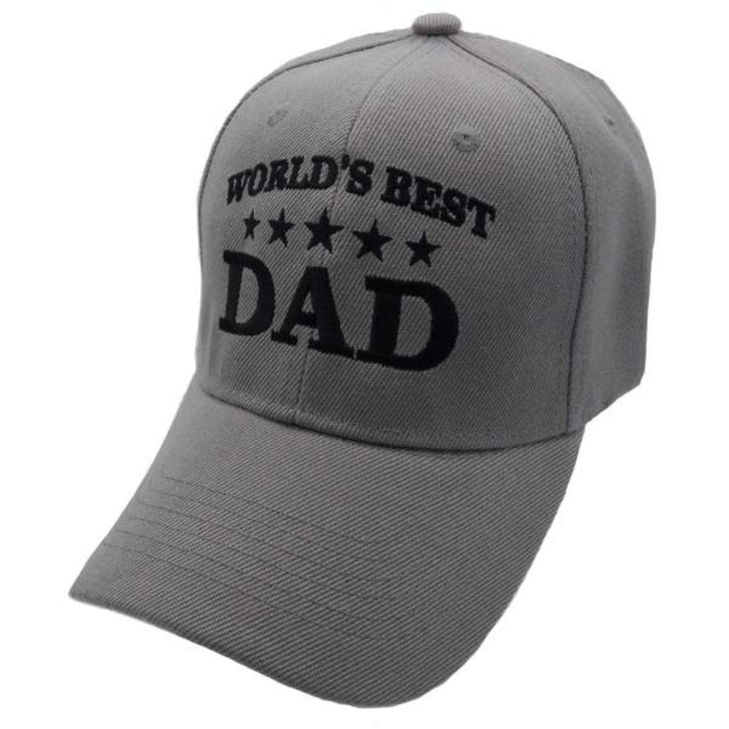 World's Best Dad Custom Embroidered Hat (Grey) - PatriotDepot.com