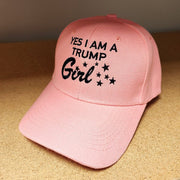 Yes! I Am A Trump Girl Embroidered Hat (Pink) - PatriotDepot.com