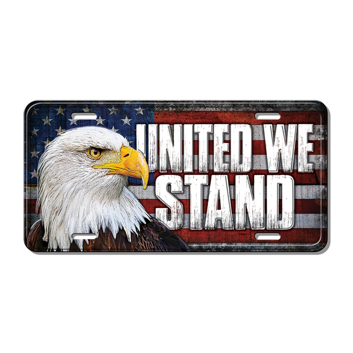 United We Stand Embossed License Plate
