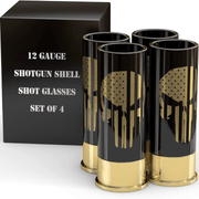 12 Gauge Shot Glasses Set of 4 - Skull American Flag - PatriotDepot.com