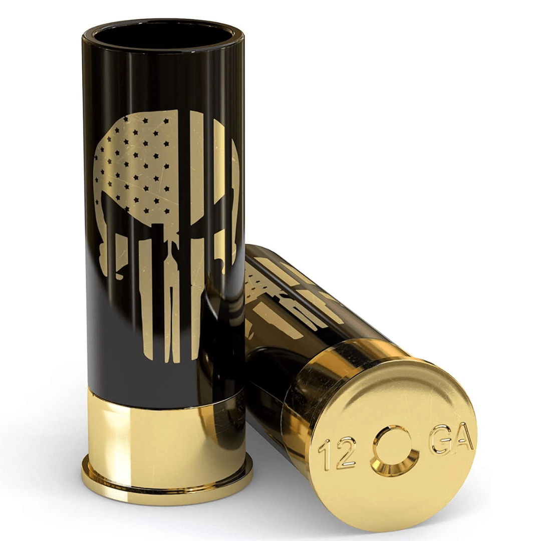 12 Gauge Shot Glasses Set of 4 - Skull American Flag - PatriotDepot.com