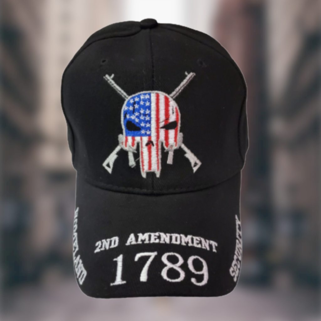 2nd Amendment 1789 Patriotic Skull 3D Embroidered Hat & Bill - PatriotDepot.com