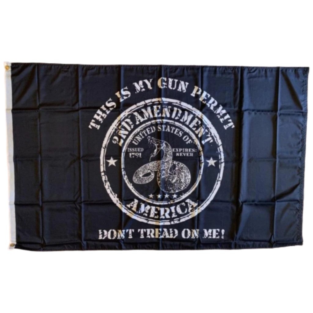 2nd Amendment Don't Tread on me This is my Gun Permit 3'X5' Flag - PatriotDepot.com