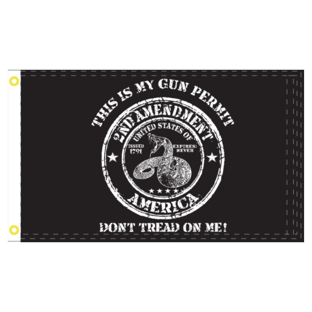2nd Amendment Don't Tread on me This is my Gun Permit 3'X5' Flag - PatriotDepot.com