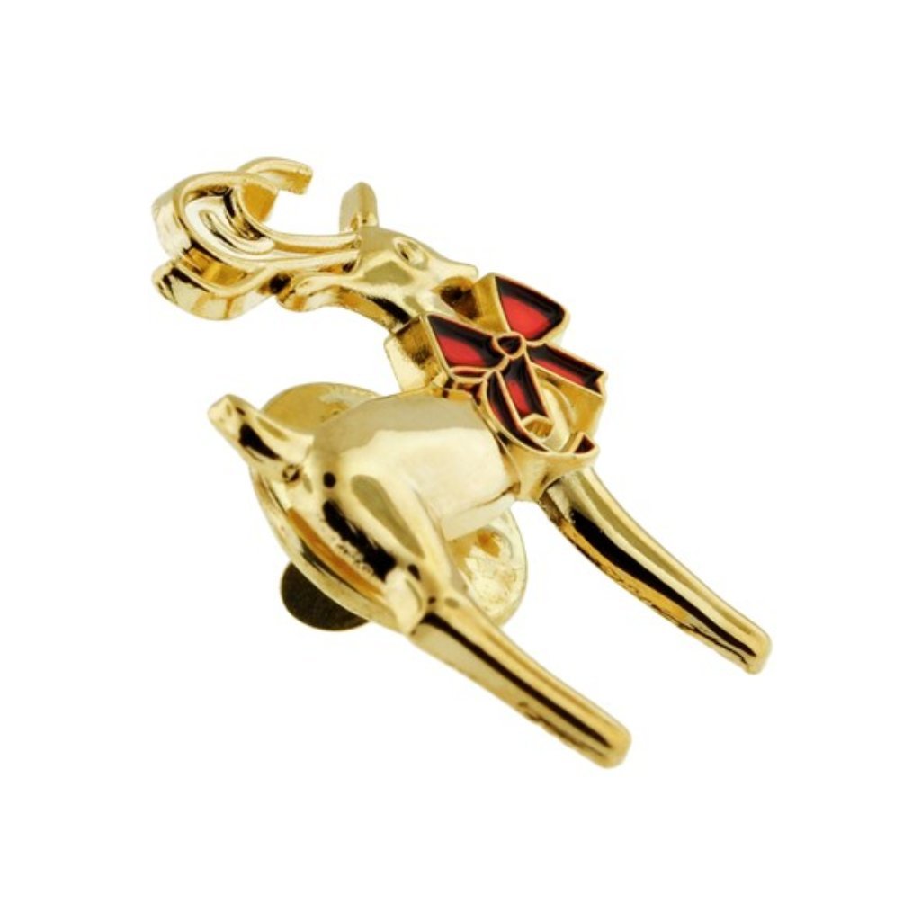 3D Pewter Reindeer Lapel Pin (Plated in Gold) - PatriotDepot.com