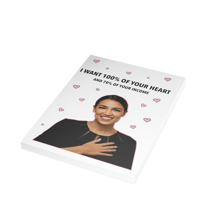 AOC I Want 100% of Your Heart Greeting Card (1, 10, 30, and 50pcs)