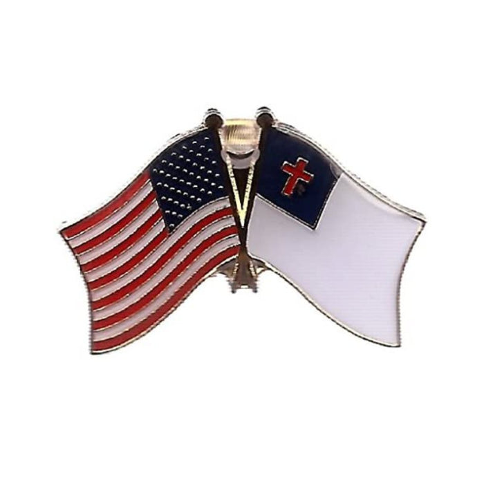 American and Christian Flags Enamel Lapel Pin