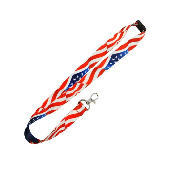 Patriotic Waving American Flag Lanyard