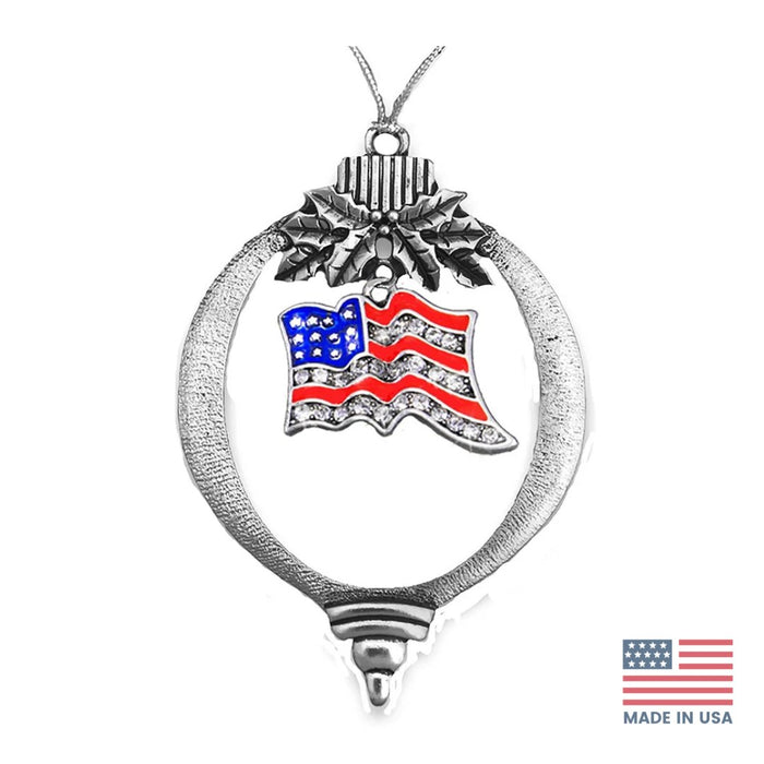 American Flag Ornament (Genuine Austrian Cut Crystal)