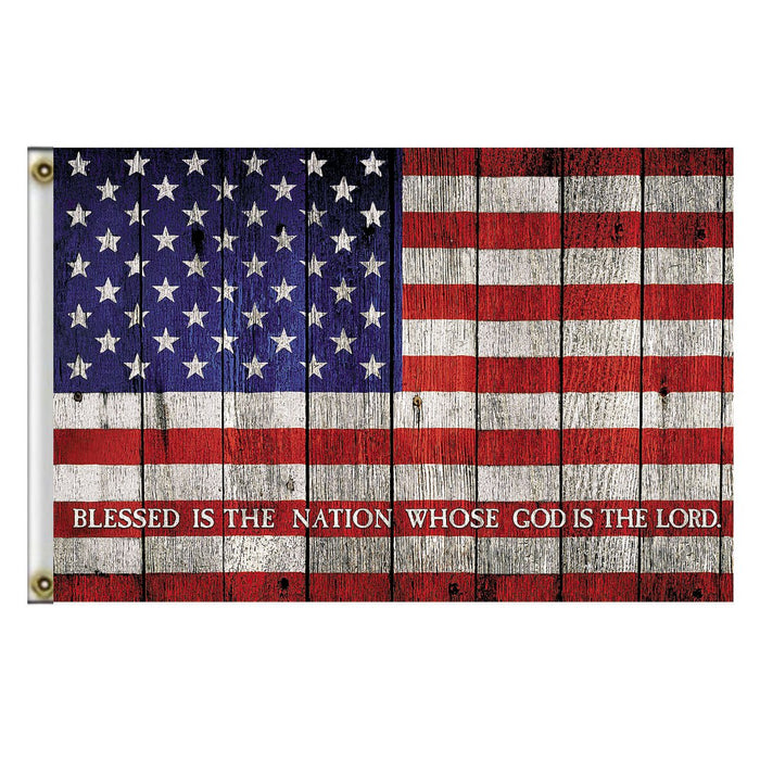 Blessed is the Nation Whose God is the Lord American 3'x5' Flag