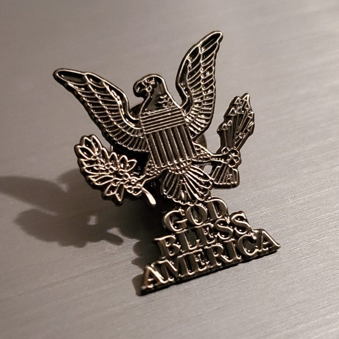 God Bless America Lapel Pin (Antique Silver Plated)