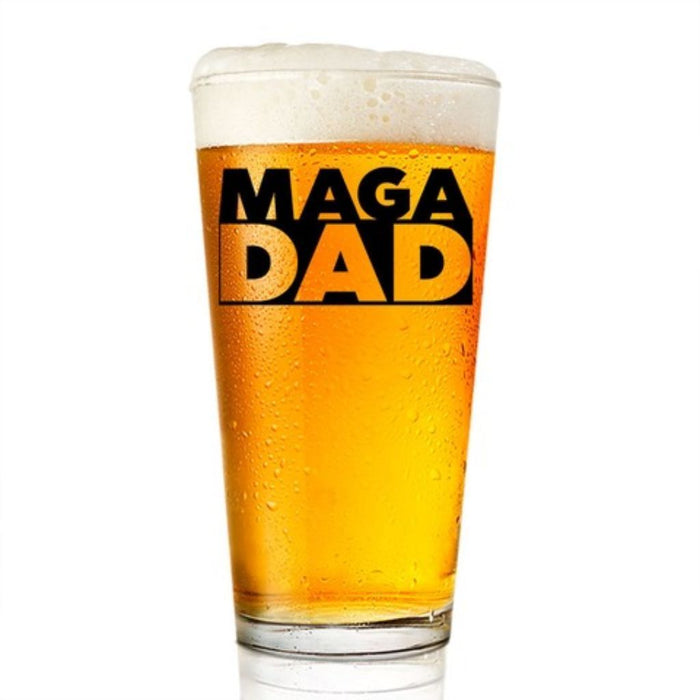 MAGA dad pint glass with beer