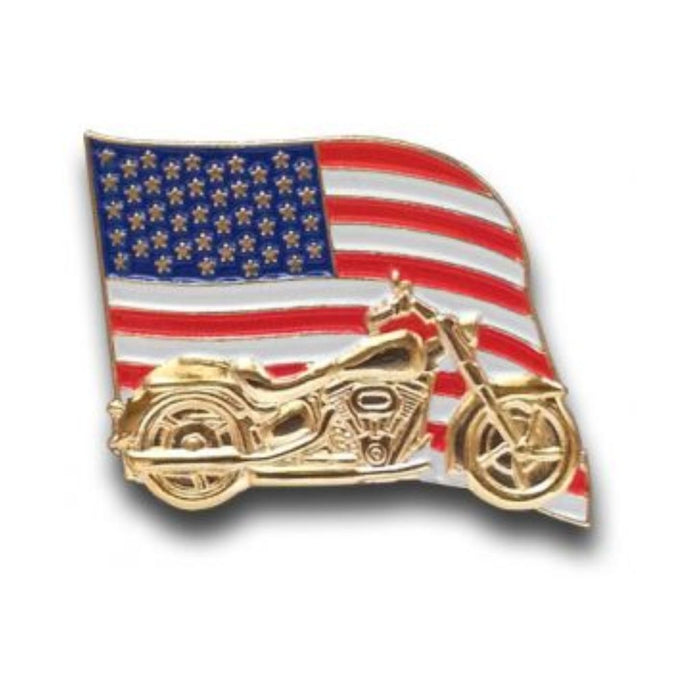 USA Flag and Motorcycle Lapel Pin