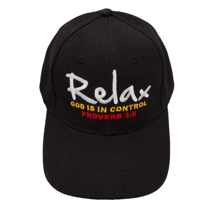 Relax God is in Control Embroidered Hat (Black)