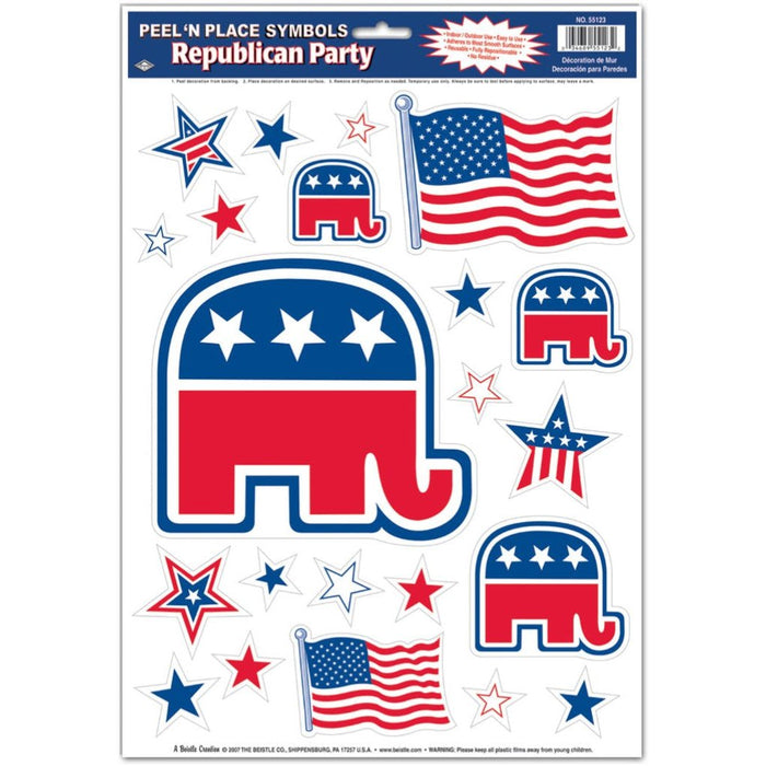 Republican Themed Peel 'N Place Clings Pack
