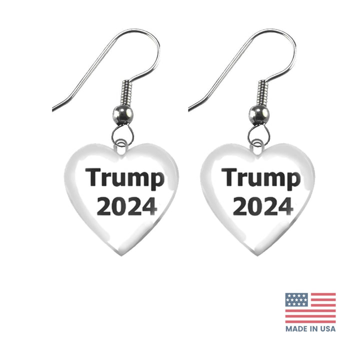 Trump 2024 Heart Earrings (French Hook) — PatriotDepot.com