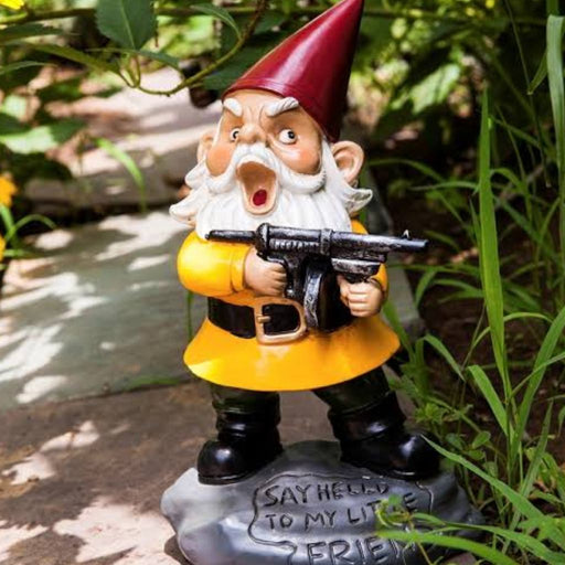 garden gnome with gun