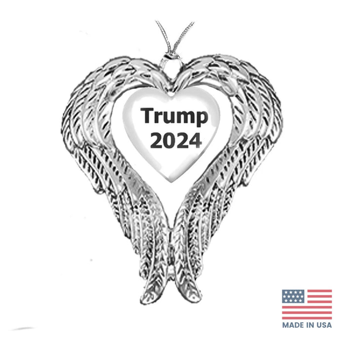 Trump 2024 Heart with Angel Wings Ornament