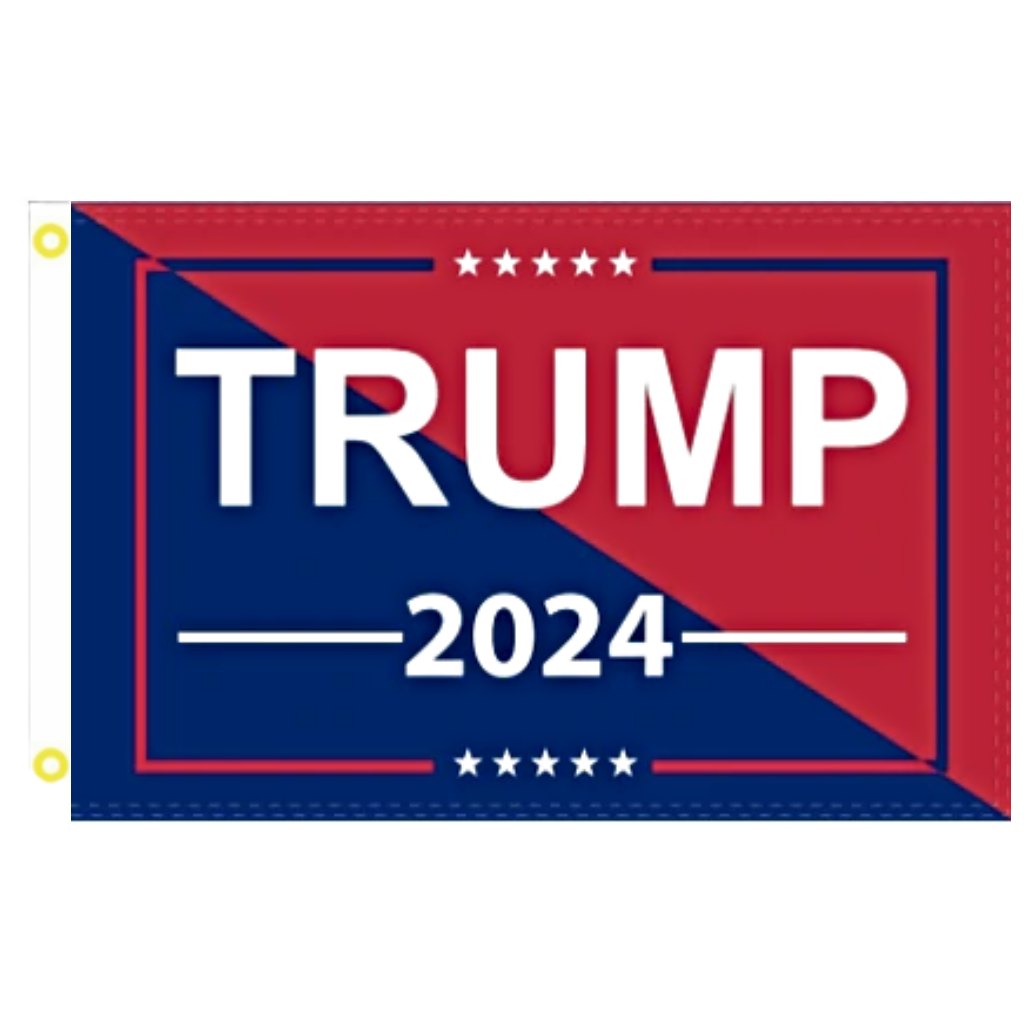 Trump 2024 (Red/Blue Design) 3'x'5' Flag —