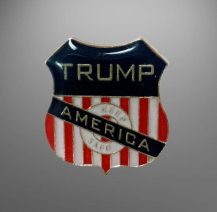 Trump Keep America Safe Shield Lapel Pin (Gold Plated)