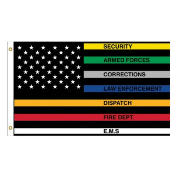 Distressed Thin Lines of Service 3'x5' Flag