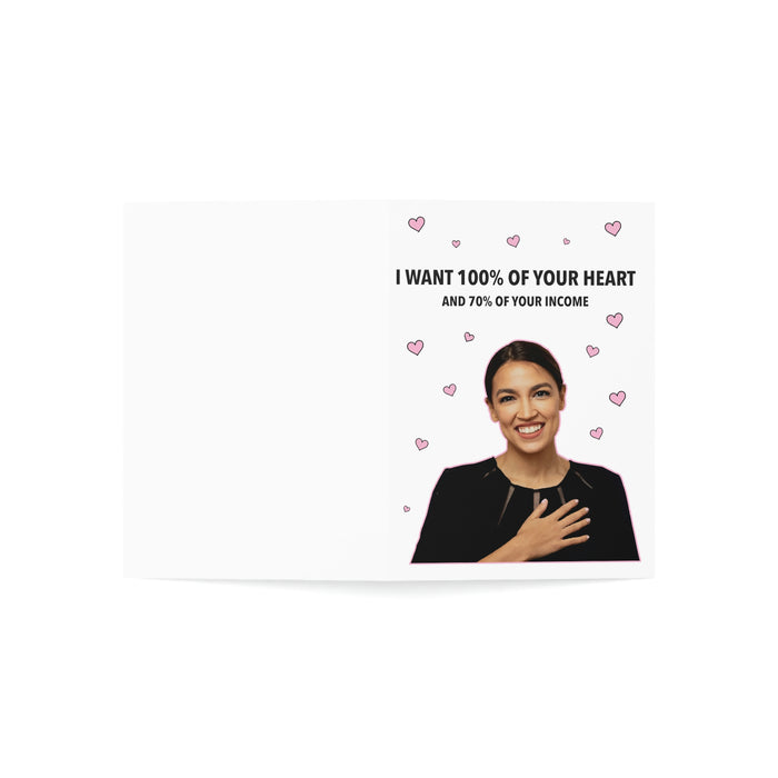 AOC I Want 100% of Your Heart Greeting Card (1, 10, 30, and 50pcs)
