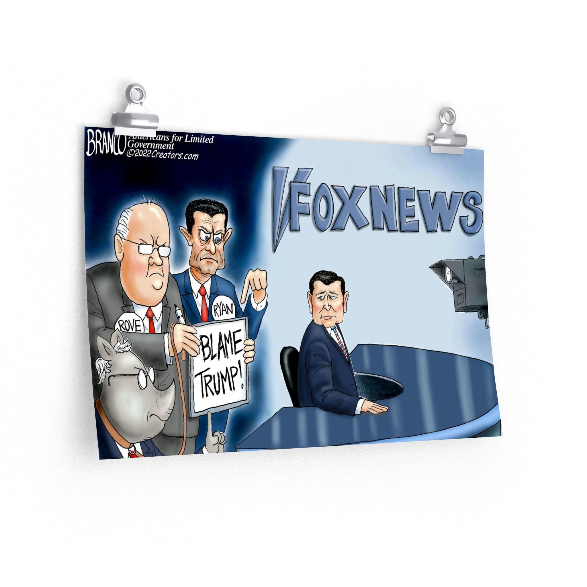 A.F. Branco Cartoon "Behind Fox" Premium Matte Poster - PatriotDepot.com