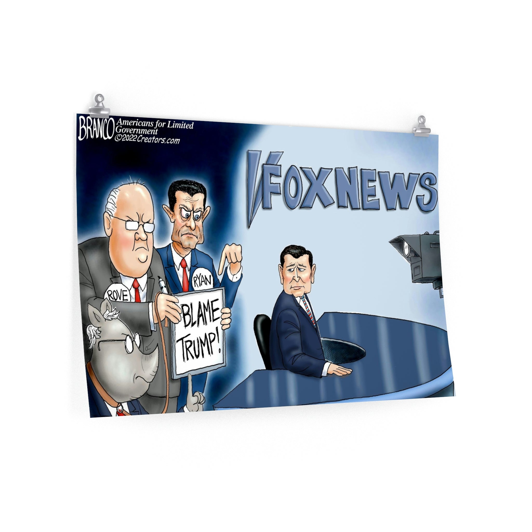A.F. Branco Cartoon "Behind Fox" Premium Matte Poster - PatriotDepot.com