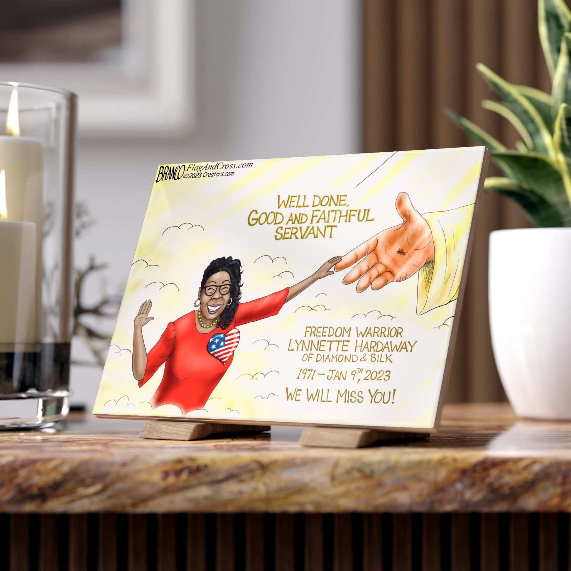 A.F. Branco Cartoon "Diamond In The Sky" Ceramic Photo Tile - PatriotDepot.com