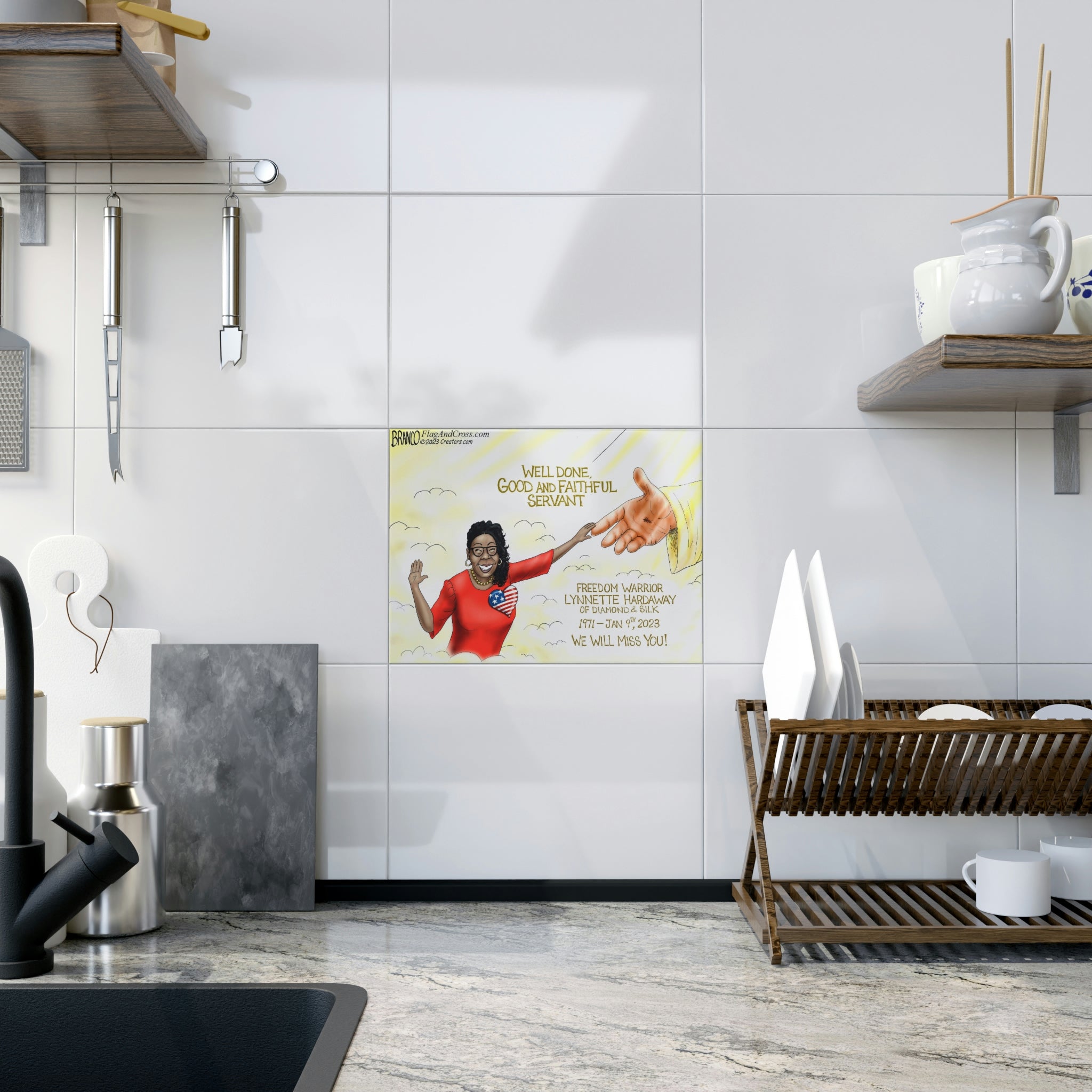 A.F. Branco Cartoon "Diamond In The Sky" Ceramic Photo Tile - PatriotDepot.com