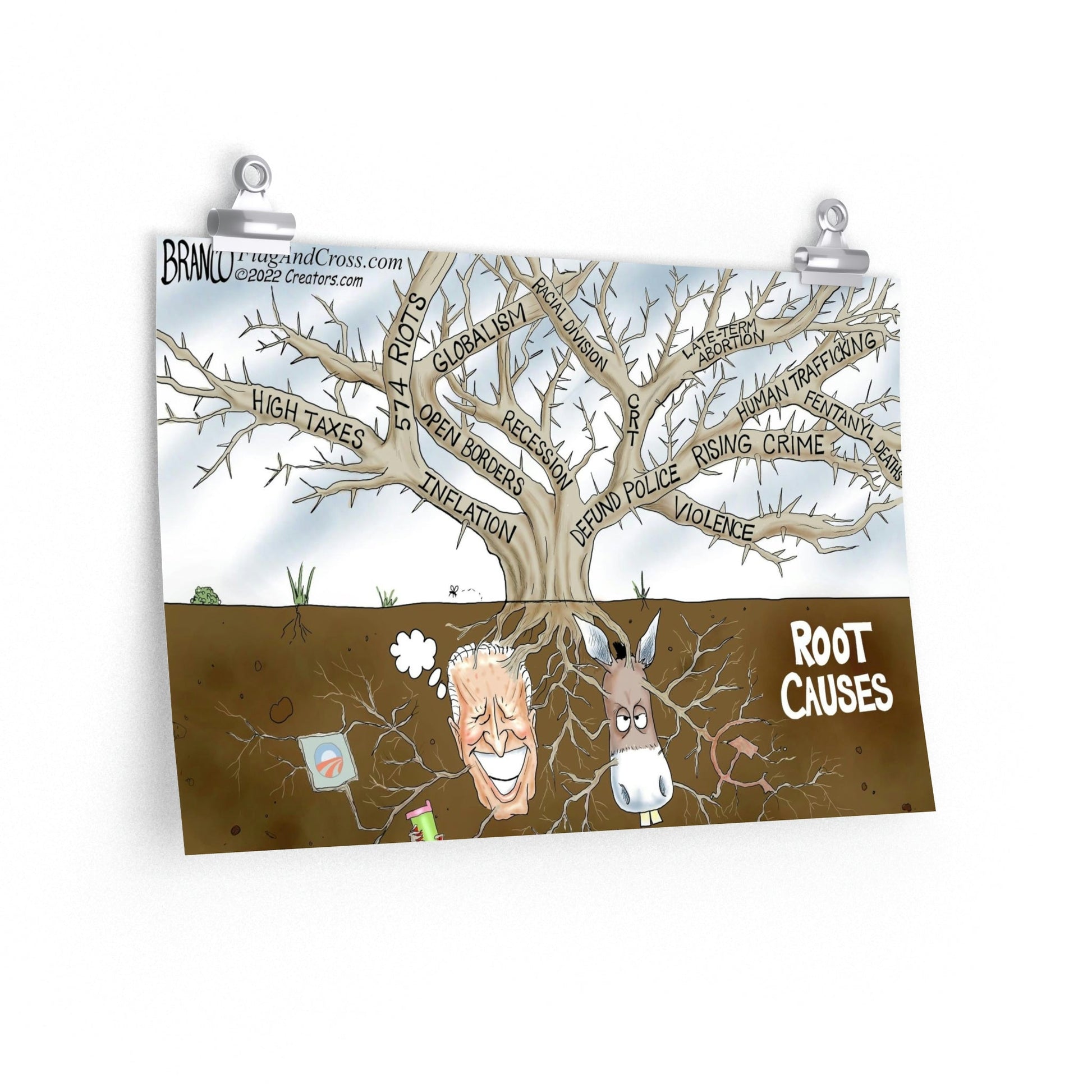 A.F. Branco Cartoon "Root Causes" Premium Matte Poster - PatriotDepot.com