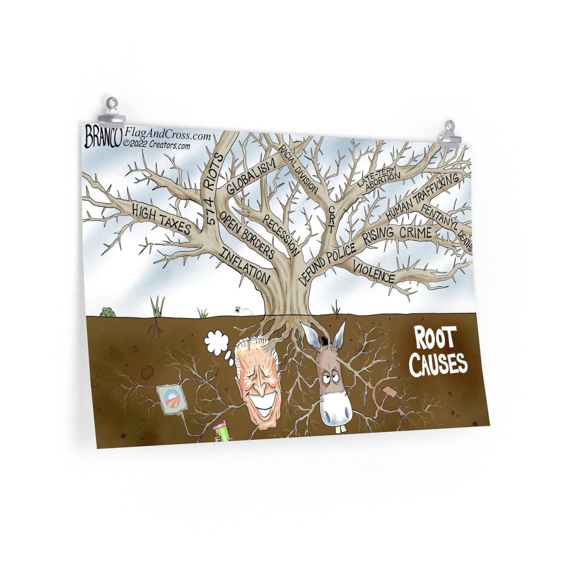 A.F. Branco Cartoon "Root Causes" Premium Matte Poster - PatriotDepot.com