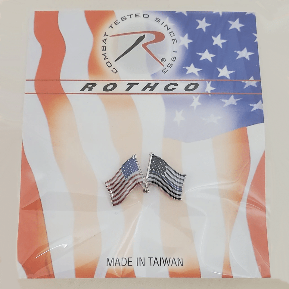 American and Thin Blue Line Flags Lapel Pin - PatriotDepot.com
