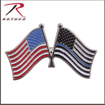American and Thin Blue Line Flags Lapel Pin - PatriotDepot.com