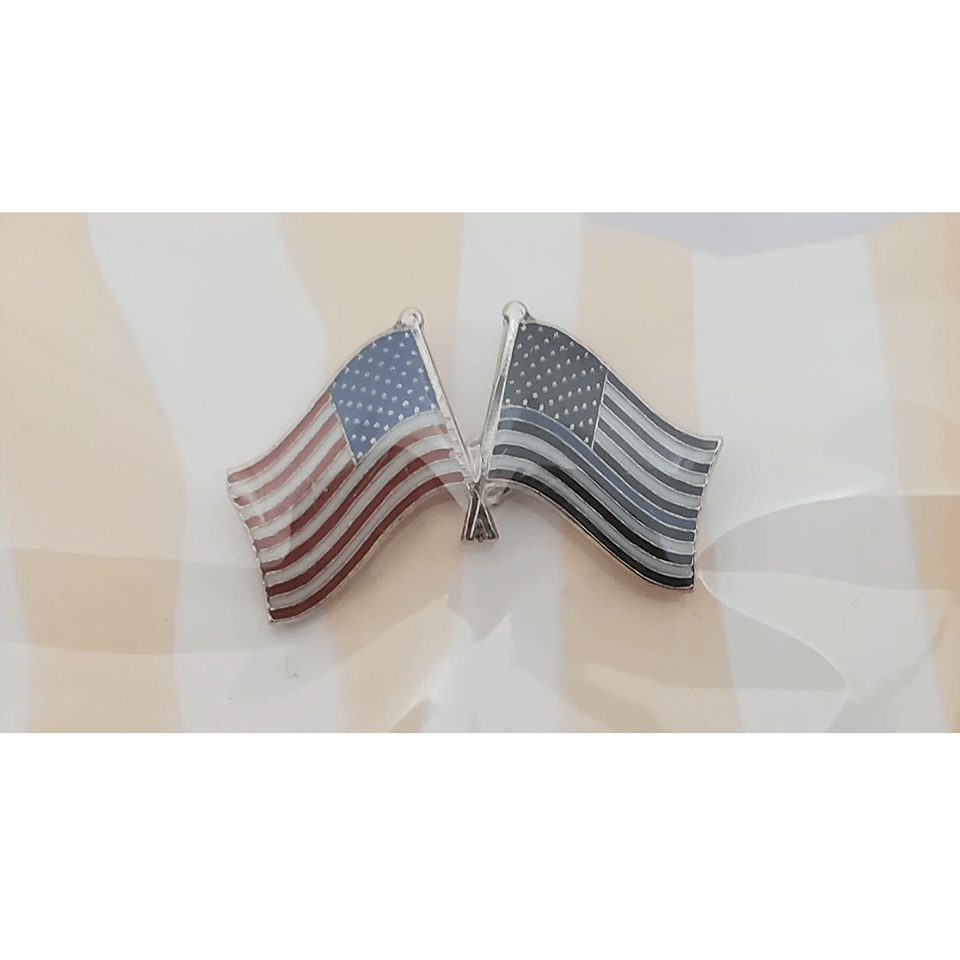American and Thin Blue Line Flags Lapel Pin - PatriotDepot.com