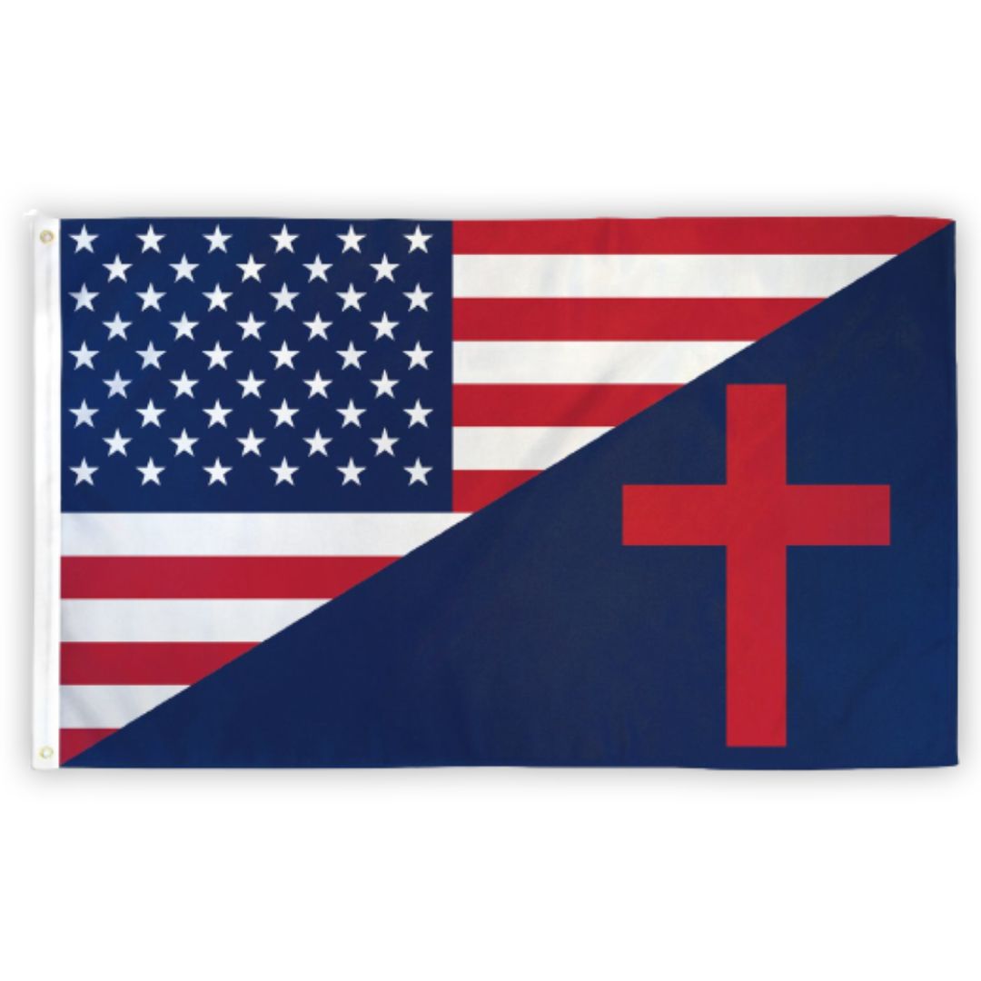 American - Christian Split Design 3'x5' Flag - PatriotDepot.com
