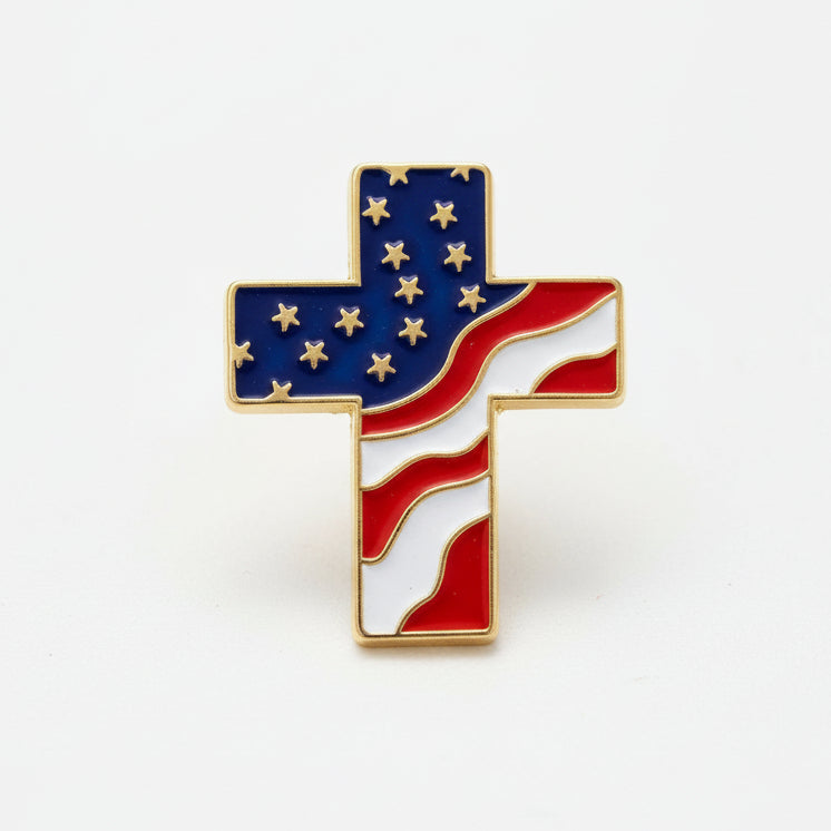 American Flag Filled Cross Lapel Pin - PatriotDepot.com