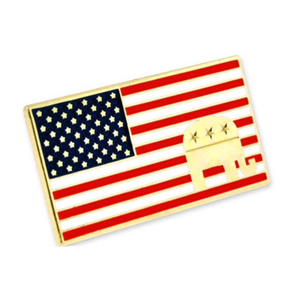American Flag Republican Gold Plated Lapel Pin - PatriotDepot.com