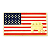 American Flag Republican Gold Plated Lapel Pin - PatriotDepot.com