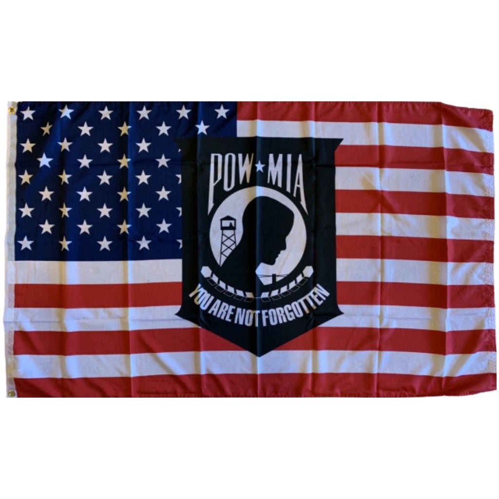 American Flag with POW MIA You Are Not Forgotten 3'x5' Flag - PatriotDepot.com