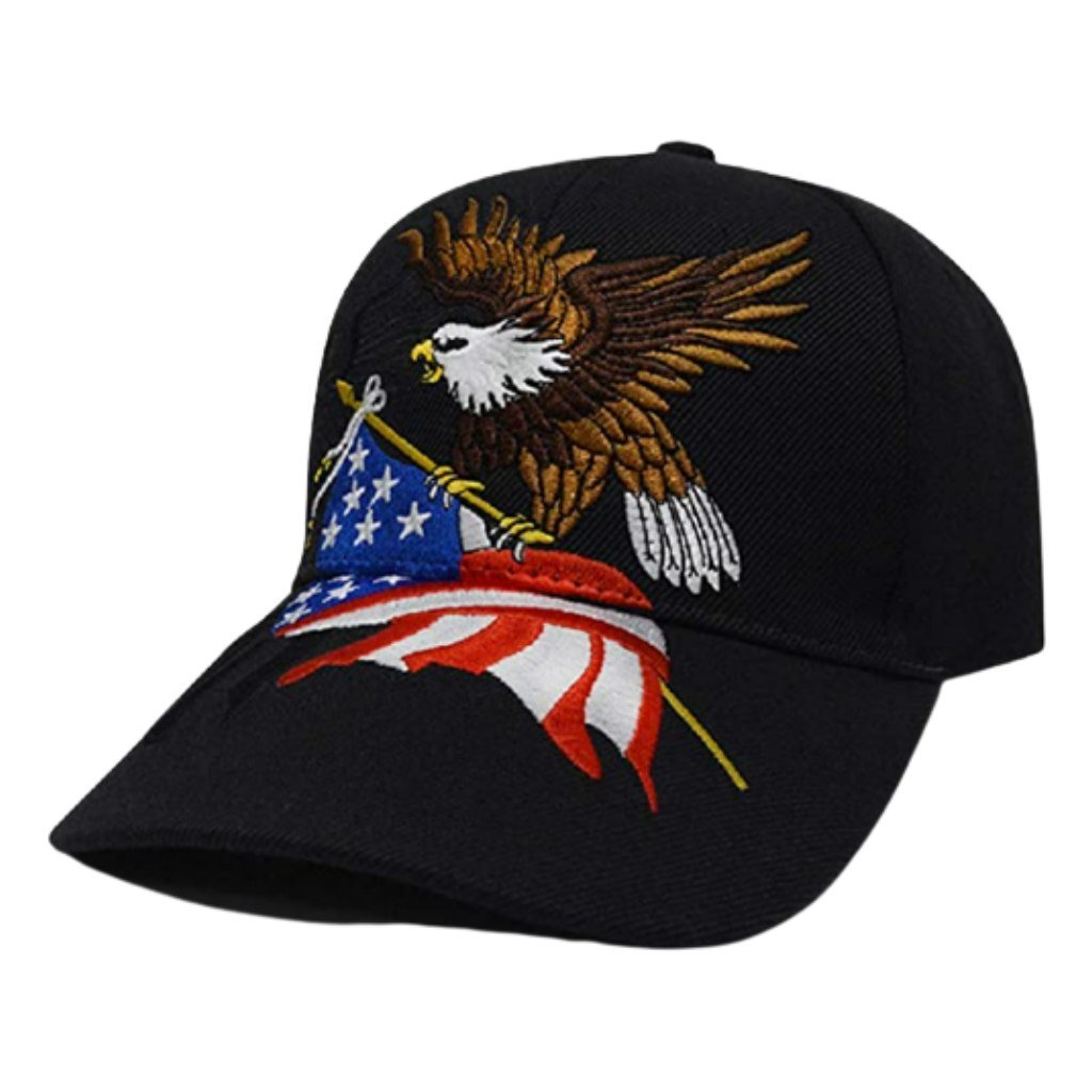 American Flying Eagle Custom Embroidered Shadow Hat (Black) - PatriotDepot.com