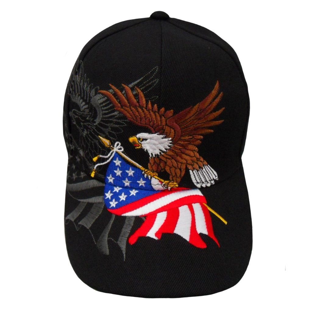 American Flying Eagle Custom Embroidered Shadow Hat (Black) - PatriotDepot.com