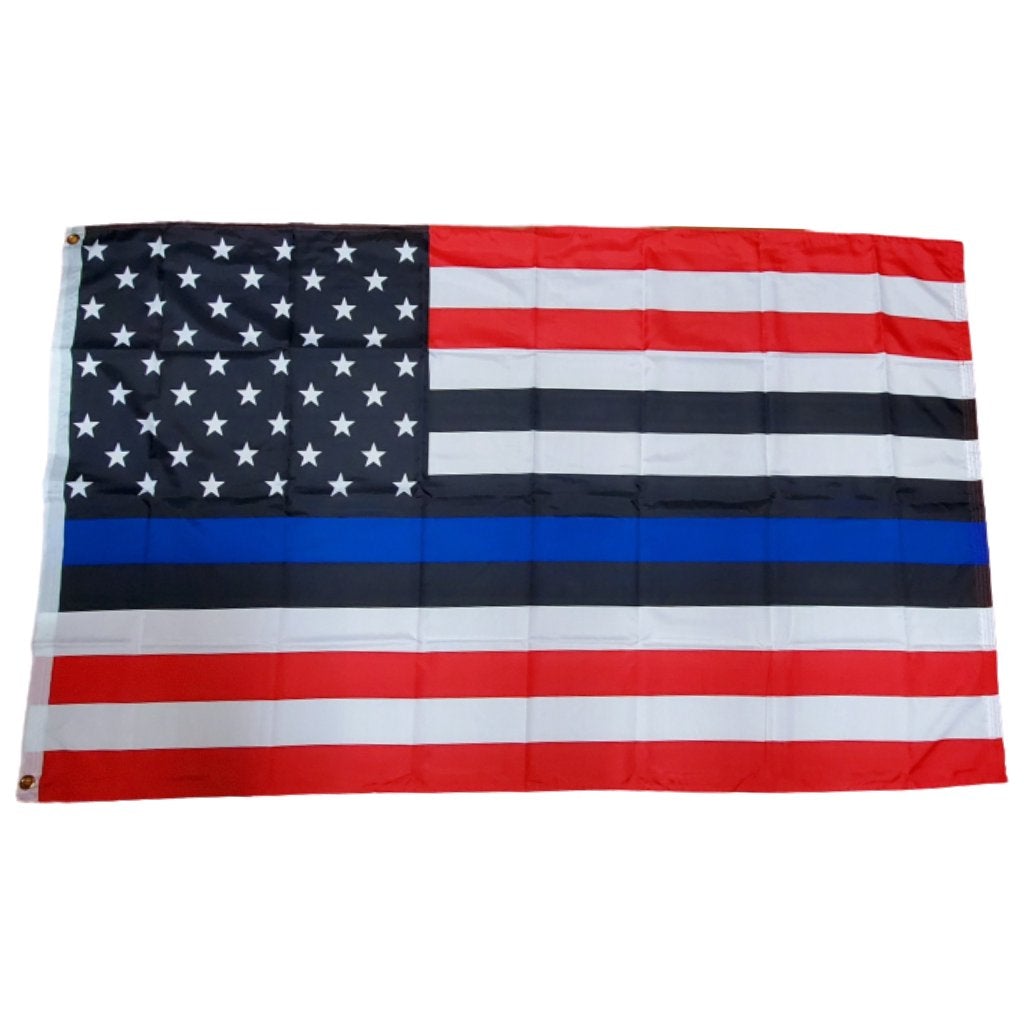 American Thin Blue Line 3'x5' Rough Tex® Flag - PatriotDepot.com