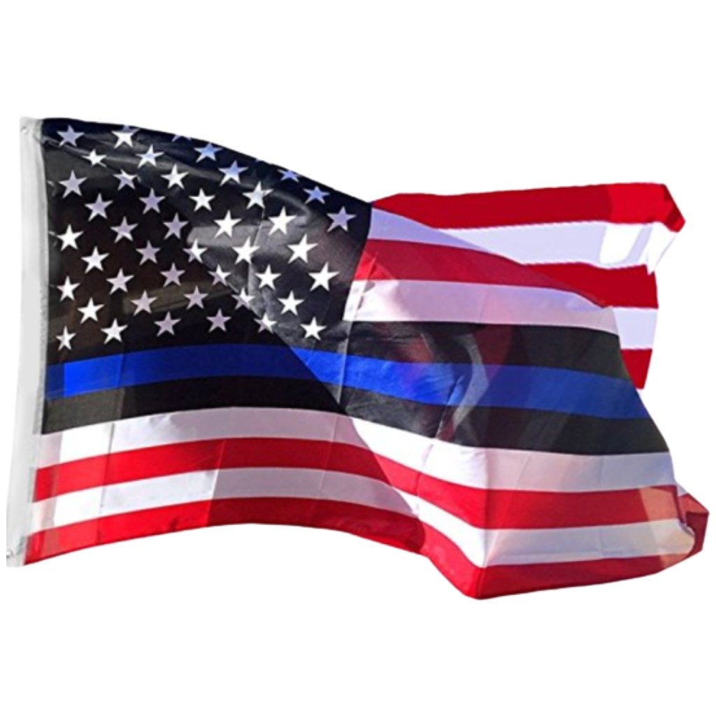 American Thin Blue Line 3'x5' Rough Tex® Flag - PatriotDepot.com